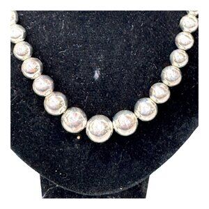 Hollow Sterling Silver Graduated Bead Necklace Luxe Statement Jewelry 17 Vintage